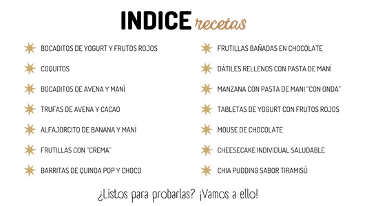 Recetario snacks y postres saludables - Opciones caseras y nutritivas para cuando tenes ganas de algo dulce